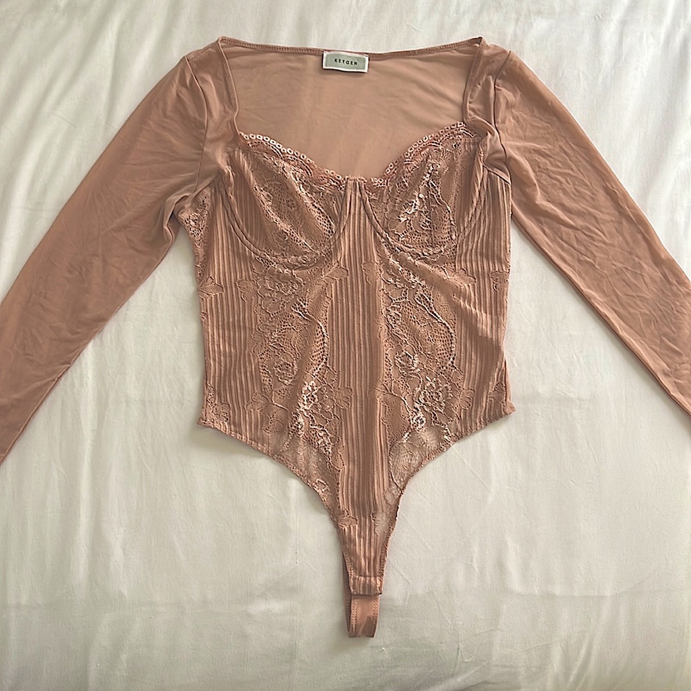 Bodysuit lace sheer baby pink